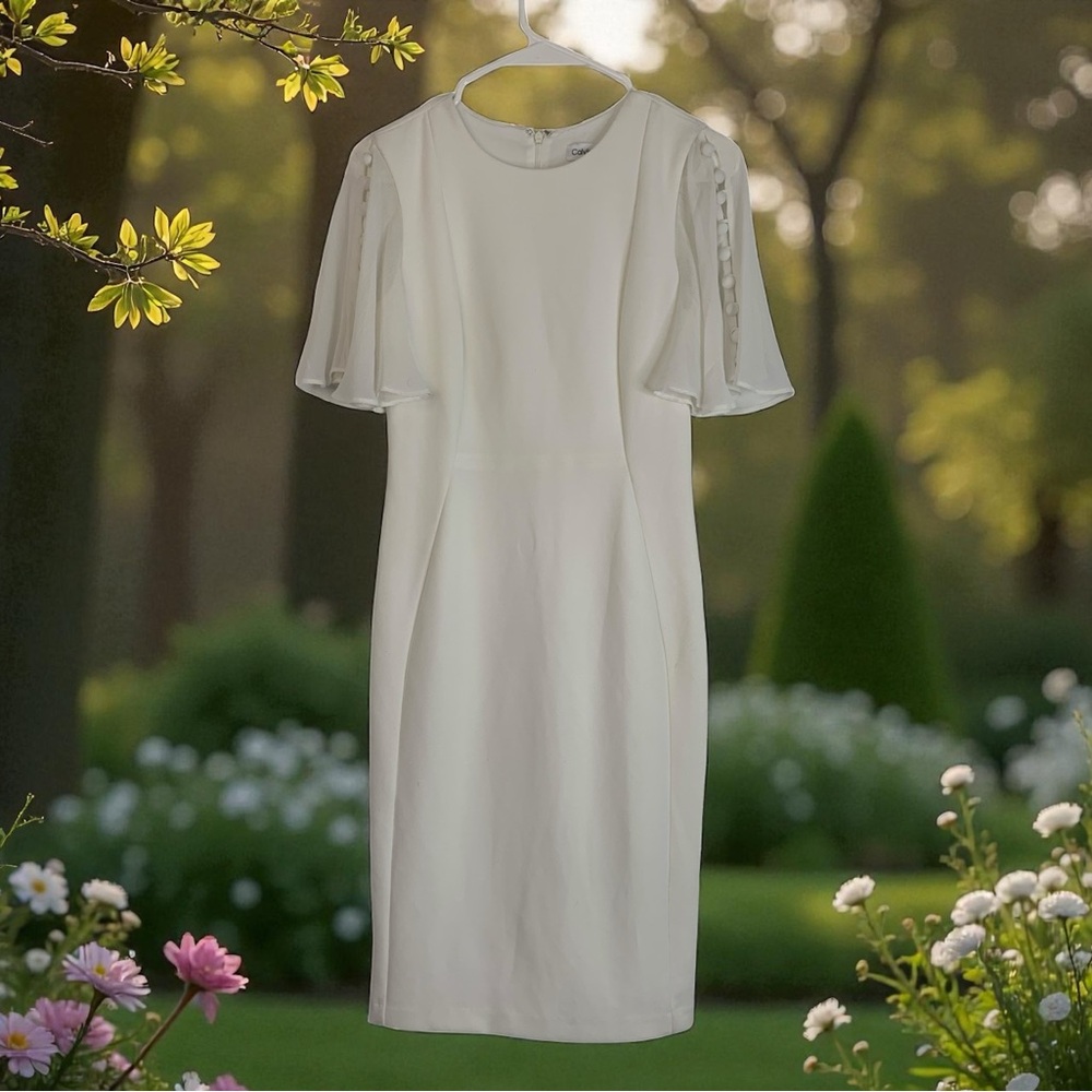 Calvin Klein White Sheath Dress Size 2 EUC